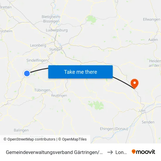 Gemeindeverwaltungsverband Gärtringen/Ehningen to Lonsee map