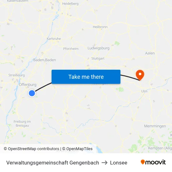 Verwaltungsgemeinschaft Gengenbach to Lonsee map