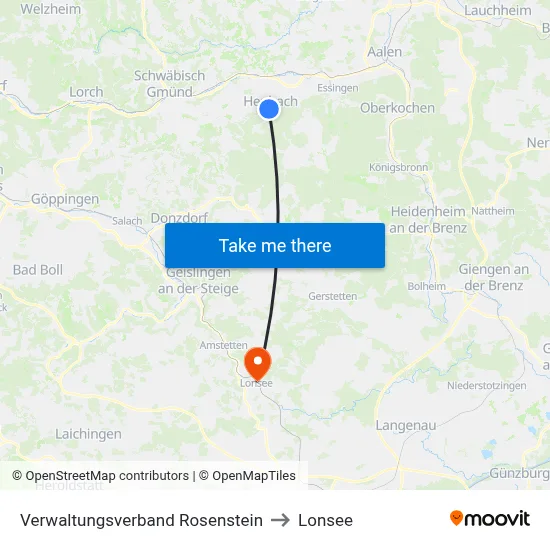 Verwaltungsverband Rosenstein to Lonsee map