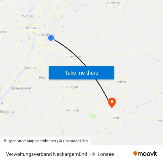 Verwaltungsverband Neckargemünd to Lonsee map
