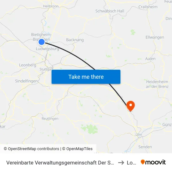 Vereinbarte Verwaltungsgemeinschaft Der Stadt Bietigheim-Bissingen to Lonsee map
