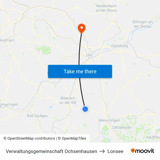 Verwaltungsgemeinschaft Ochsenhausen to Lonsee map