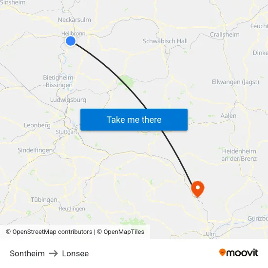 Sontheim to Lonsee map