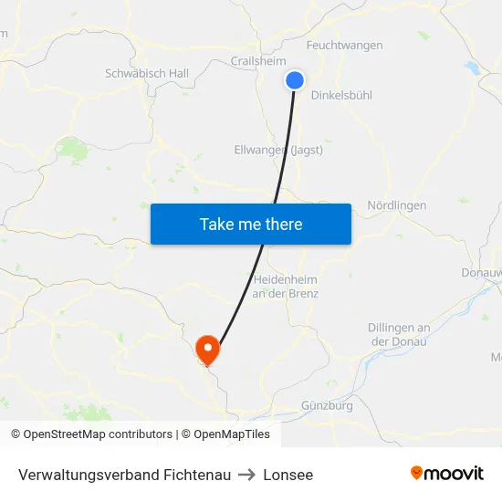 Verwaltungsverband Fichtenau to Lonsee map