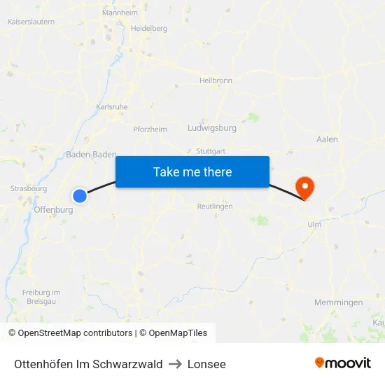 Ottenhöfen Im Schwarzwald to Lonsee map