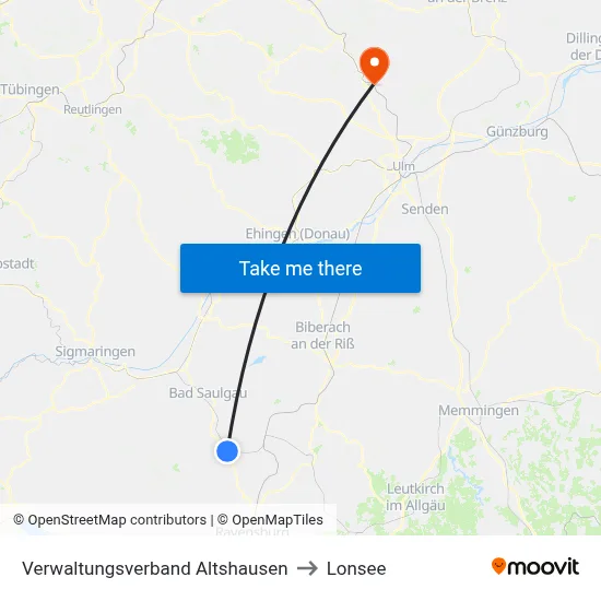 Verwaltungsverband Altshausen to Lonsee map