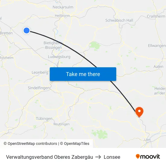 Verwaltungsverband Oberes Zabergäu to Lonsee map
