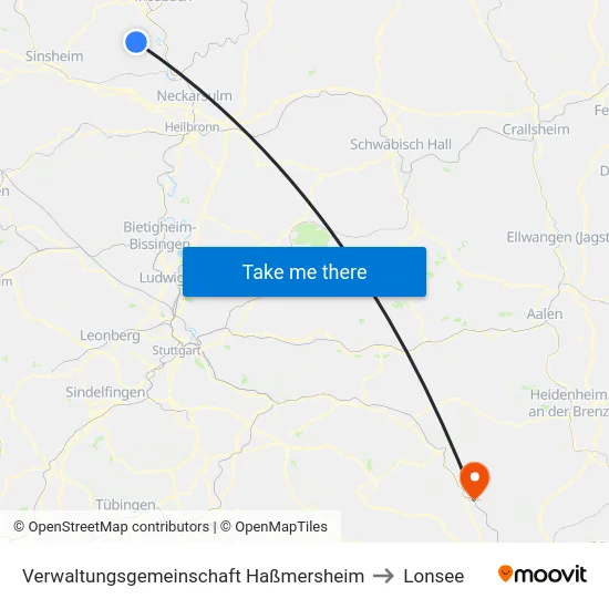 Verwaltungsgemeinschaft Haßmersheim to Lonsee map