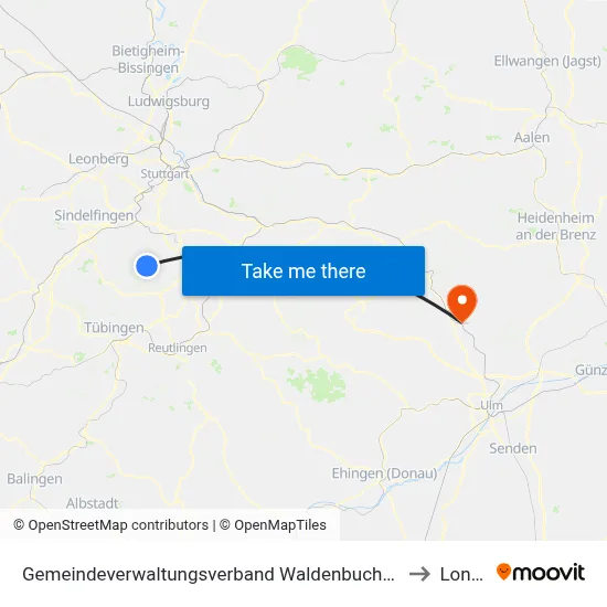 Gemeindeverwaltungsverband Waldenbuch/Steinenbronn to Lonsee map