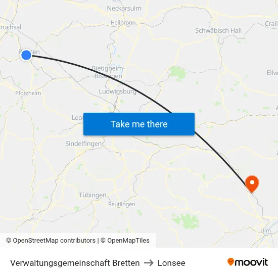 Verwaltungsgemeinschaft Bretten to Lonsee map