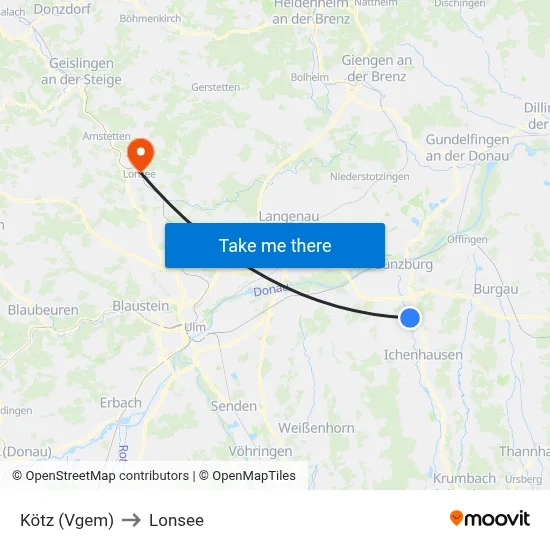 Kötz (Vgem) to Lonsee map