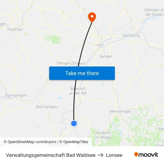 Verwaltungsgemeinschaft Bad Waldsee to Lonsee map