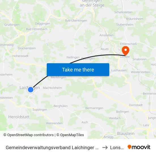 Gemeindeverwaltungsverband Laichinger Alb to Lonsee map