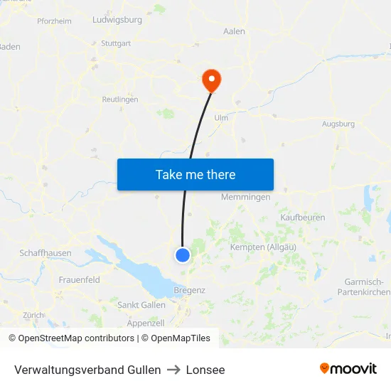 Verwaltungsverband Gullen to Lonsee map