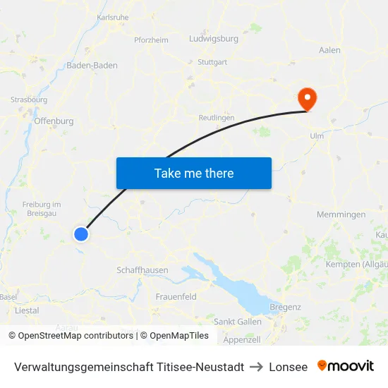 Verwaltungsgemeinschaft Titisee-Neustadt to Lonsee map