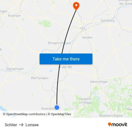 Schlier to Lonsee map