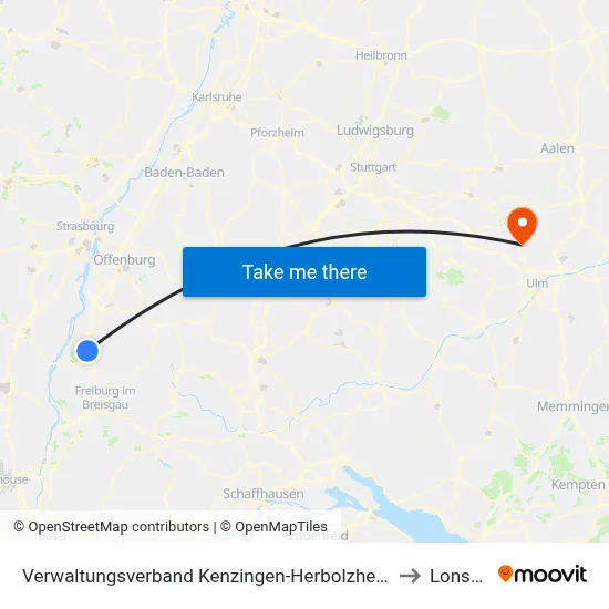 Verwaltungsverband Kenzingen-Herbolzheim to Lonsee map