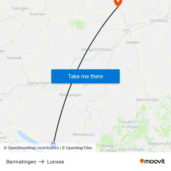 Bermatingen to Lonsee map