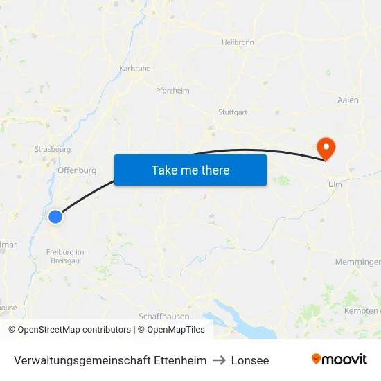 Verwaltungsgemeinschaft Ettenheim to Lonsee map