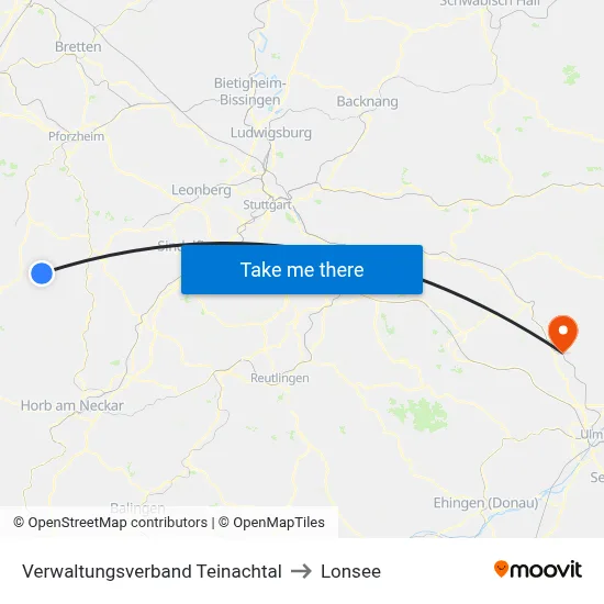 Verwaltungsverband Teinachtal to Lonsee map