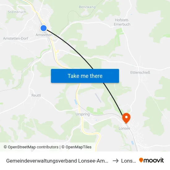 Gemeindeverwaltungsverband Lonsee-Amstetten to Lonsee map