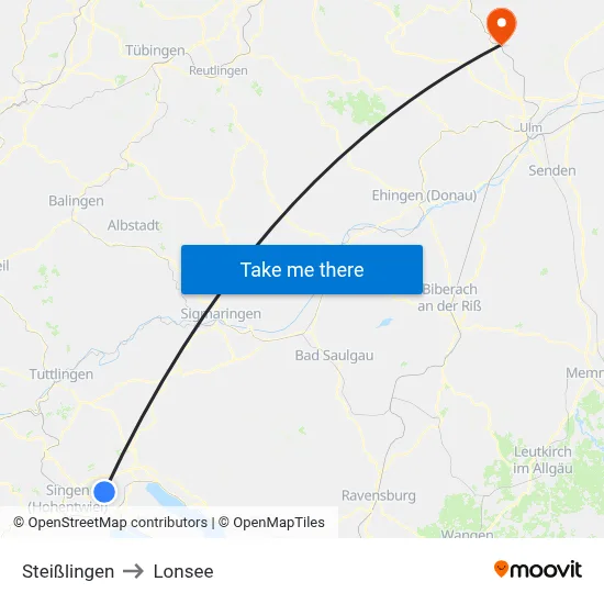 Steißlingen to Lonsee map