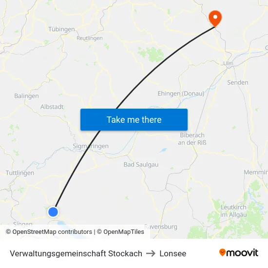 Verwaltungsgemeinschaft Stockach to Lonsee map