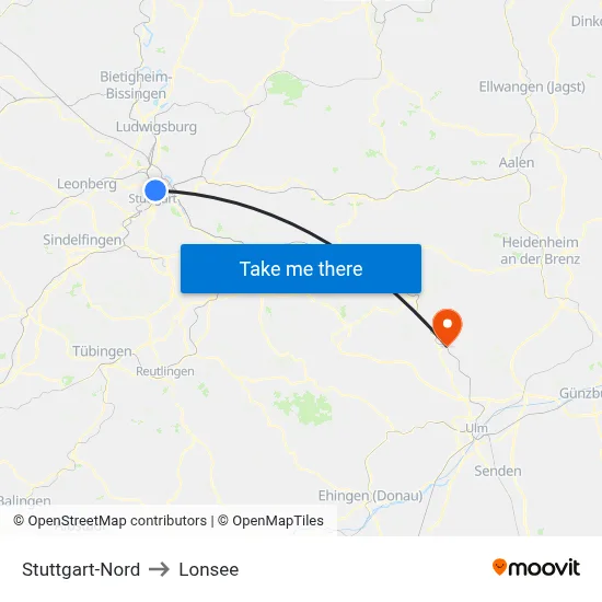 Stuttgart-Nord to Lonsee map