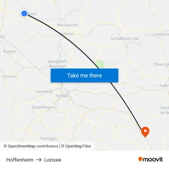 Hoffenheim to Lonsee map