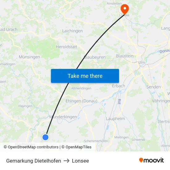 Gemarkung Dietelhofen to Lonsee map