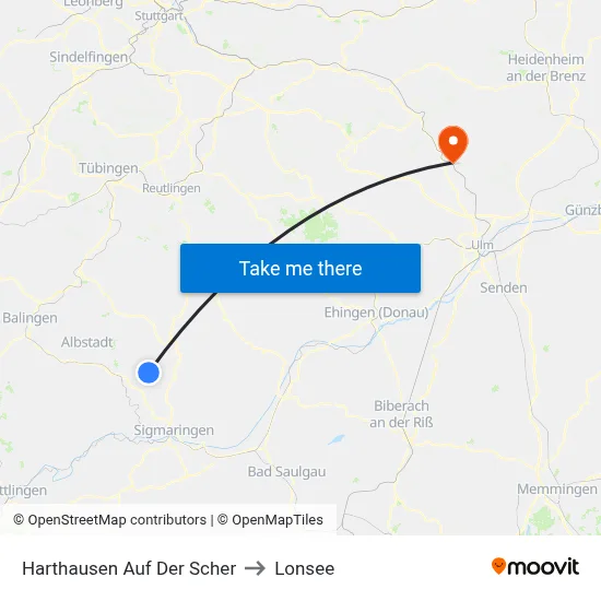 Harthausen Auf Der Scher to Lonsee map