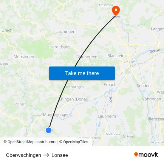 Oberwachingen to Lonsee map