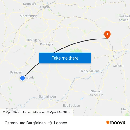 Gemarkung Burgfelden to Lonsee map