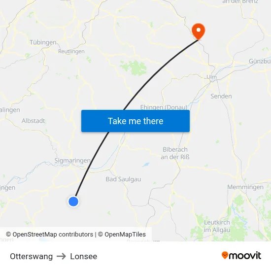 Otterswang to Lonsee map