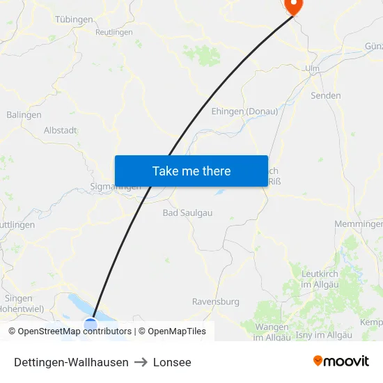 Dettingen-Wallhausen to Lonsee map