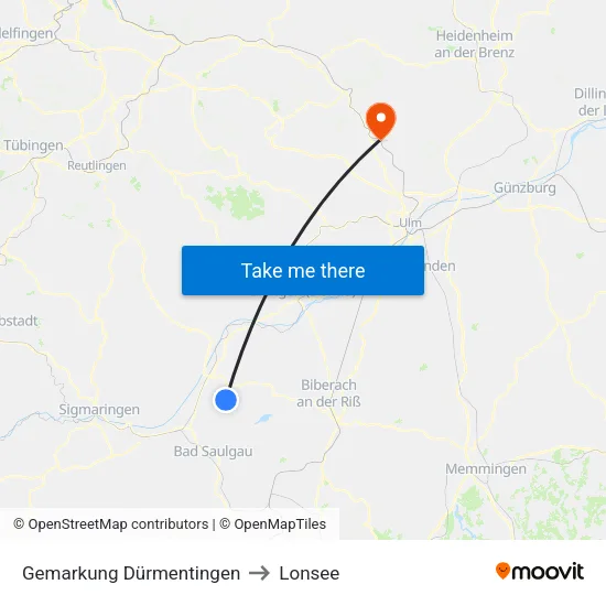 Gemarkung Dürmentingen to Lonsee map