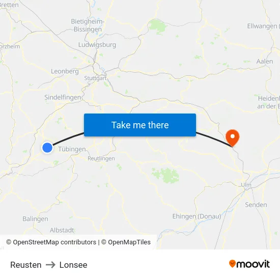 Reusten to Lonsee map