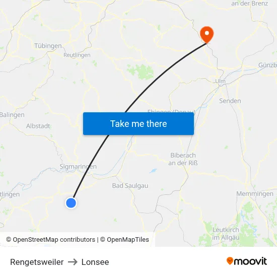 Rengetsweiler to Lonsee map
