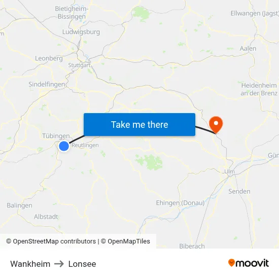 Wankheim to Lonsee map