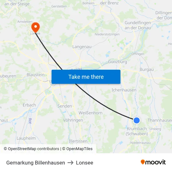 Gemarkung Billenhausen to Lonsee map