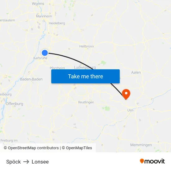 Spöck to Lonsee map