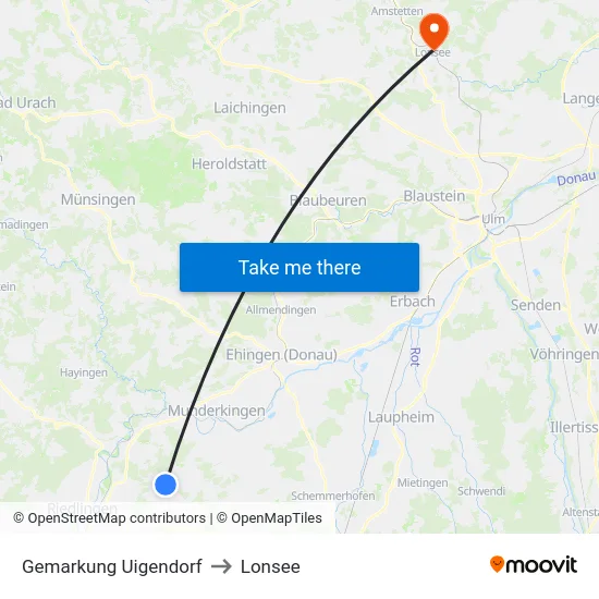 Gemarkung Uigendorf to Lonsee map