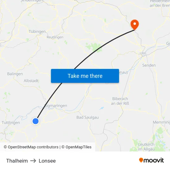 Thalheim to Lonsee map