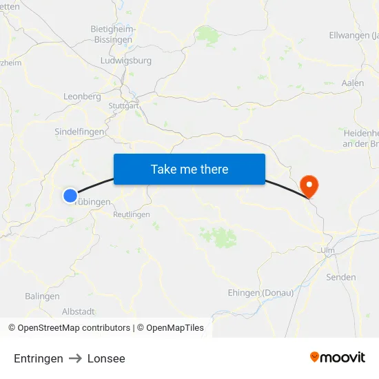 Entringen to Lonsee map