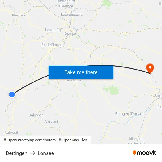 Dettingen to Lonsee map