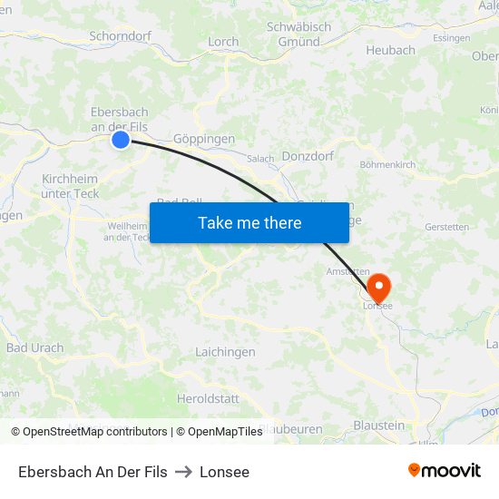 Ebersbach An Der Fils to Lonsee map