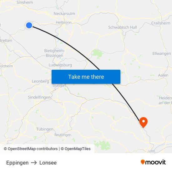 Eppingen to Lonsee map