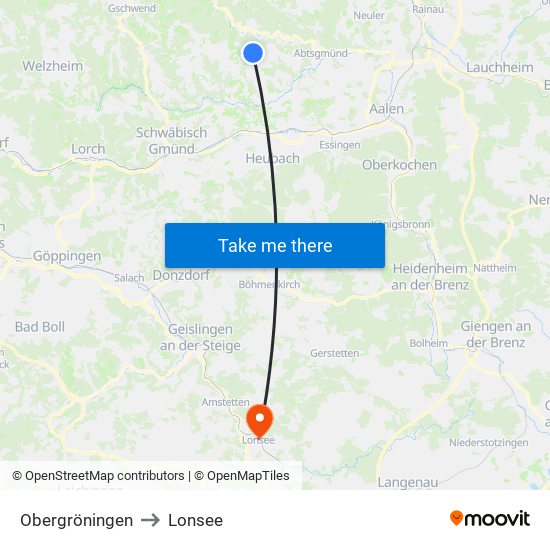 Obergröningen to Lonsee map
