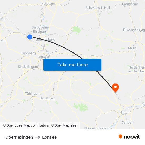 Oberriexingen to Lonsee map