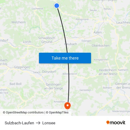 Sulzbach-Laufen to Lonsee map